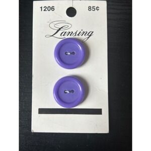 Lansing Vintage Purple Round‎ Plastic 2-Hole Buttons 1206 Sewing Crafting 2pc
